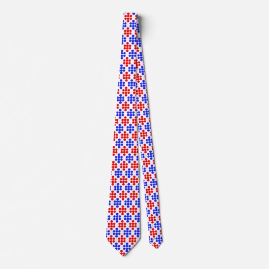 Modern Blue Red Dotted Pattern op White Stropdas (Voorkant)
