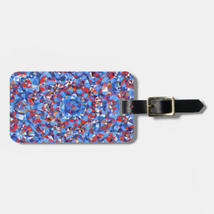 Modern Blue Red Fractal Abstract Geometric Bagagelabel