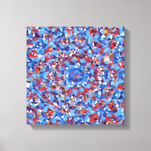Modern Blue Red Fractal Abstract Geometric Canvas Afdruk