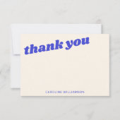 Modern Blue Retro Baby Shower Personalized Name Bedankkaart (Voorkant)