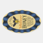 Modern Blue Ribbon Gold Honey Jar Stickers (Voorkant)