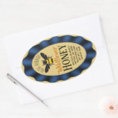 Modern Blue Ribbon Gold Honey Jar Stickers (Envelop)