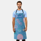 Modern Blue Roze en Paarse Floral Tulip Schort (Gedragen)