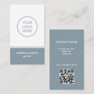 Modern Blue Scannable QR-Logo-Visitekaartje Visitekaartje