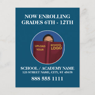 Modern Blue School Logo Engels Spaans Flyer