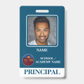 Modern Blue School Logo Hoofd Badge (Front)