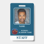 Modern Blue School Logo Personeel Badge (Voorkant)