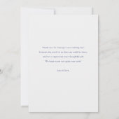 Modern Blue Script Foto Liefde en Bedankt bruiloft (Achterkant)