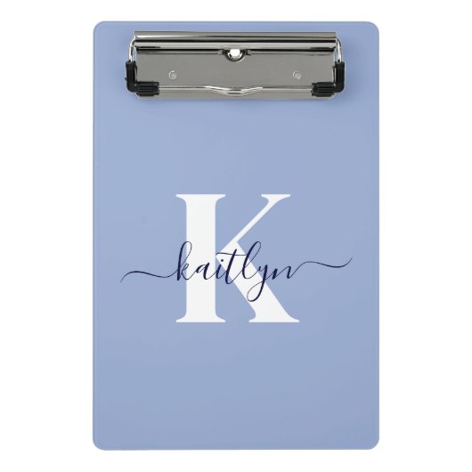 Modern Blue Script-monogram Mini Klembord (Voorkant)