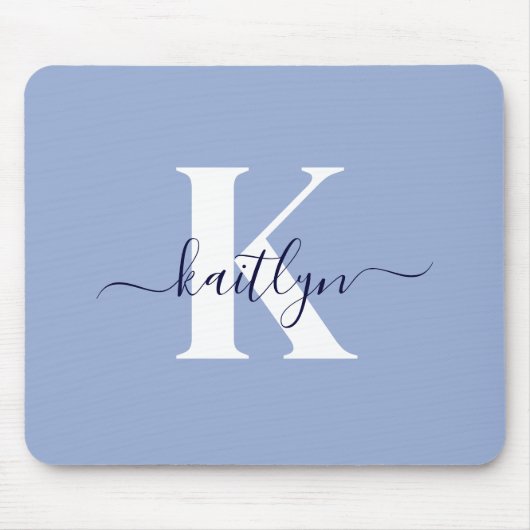 Modern Blue Script-monogram Muismat (Voorkant)
