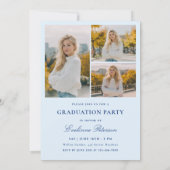 Modern Blue Script Photo Graduation Invitation (Dos)