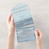 Modern Blue Seascape Beach All In One Uitnodiging (Afscheurbaar)