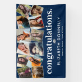 Modern Blue Silver Afstuderen Photo Collage Banner (Verticaal)