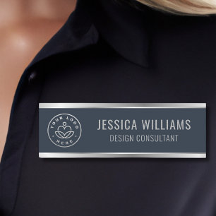 Modern Blue Silver Business Logo Naamplaatje