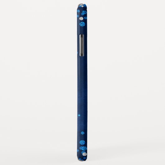 Modern Blue Silver Glitter Confetti Monogram Case-Mate iPhone Case (Achterkant/rechts)