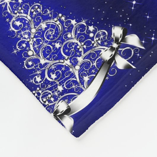 Modern Blue & Silver Holiday Tree Motif Fleece Deken