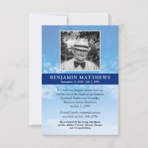 Modern Blue Sky Photo Memorial begrafenisdood Aankondiging