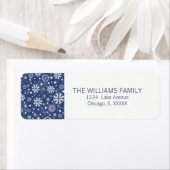 Modern Blue Snowflake Holiday Return Address Label (Insitu)