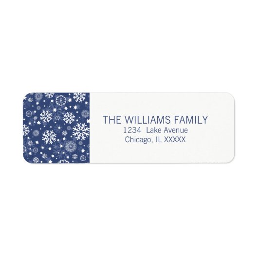 Modern Blue Snowflake Holiday Return Address Label (Voorkant)