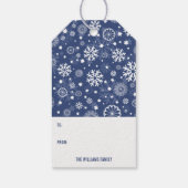 Modern Blue Snowflake kerstfeestdag Label Cadeaulabel (Achterkant)