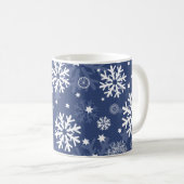 Modern Blue Snowflake kerstkoffie Mok (Voorkant rechts)