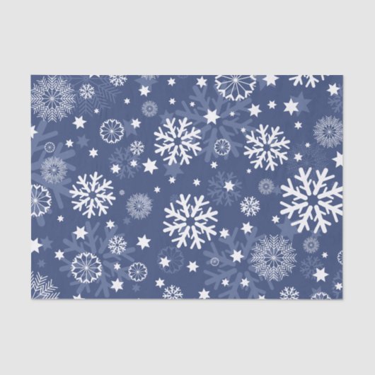 Modern Blue Snowflake-kerstpapier Tissuepapier (Voorkant)