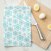 Modern Blue Snowflake Pattern Snow Kerstmis Theedoek (Quarter Fold)