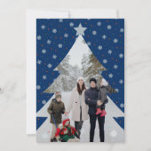 Modern blue snowflakes christmas tree photo (Voorkant)