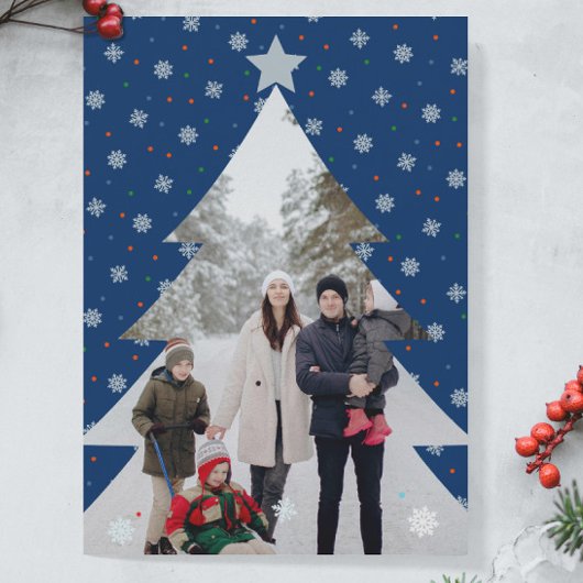 Modern blue snowflakes christmas tree photo