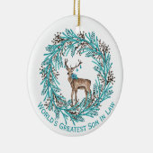 Modern Blue Son in Law Deer Ceramic Ornament (Rechts)
