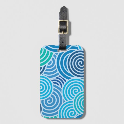Modern Blue Spiral Pattern Bagagelabel (Voorkant (verticaal))