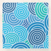 Modern Blue Spiral Pattern Glazen Onderzetter (Voorkant)