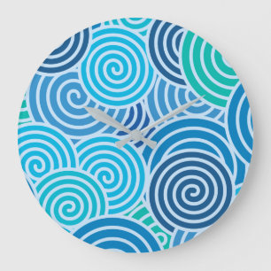 Modern Blue Spiral Pattern Grote Klok