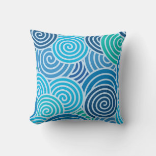Modern Blue Spiral Pattern Kussen