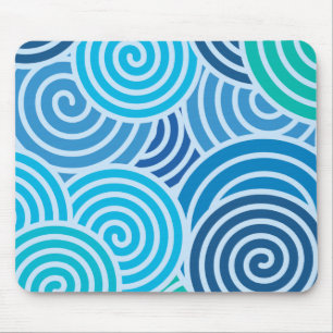 Modern Blue Spiral Pattern Muismat