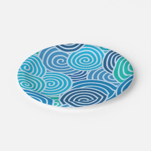 Modern Blue Spiral Pattern Papieren Bordje (Gekanteld)