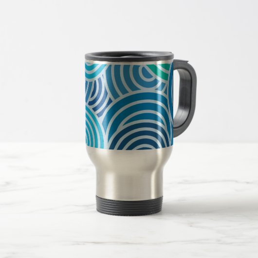Modern Blue Spiral Pattern Reisbeker (Voorkant rechts)