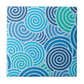 Modern Blue Spiral Pattern Tegeltje (Voorkant)