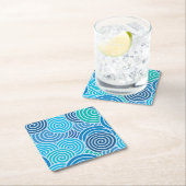 Modern Blue Spiral Pattern Vierkante Kartonnen Onderzetter (Insitu)