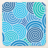 Modern Blue Spiral Pattern Vierkante Kartonnen Onderzetter (Voorkant)