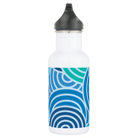 Modern Blue Spiral Pattern Waterfles (Rechts)
