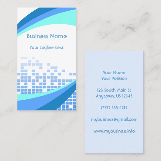 Modern Blue Squares Abstract Visitekaartje (Voorkant / Achterkant)