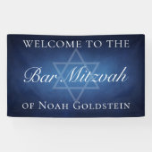Modern Blue Star of David Welkom bij Bar Mitzvah Spandoek (Horizontaal)