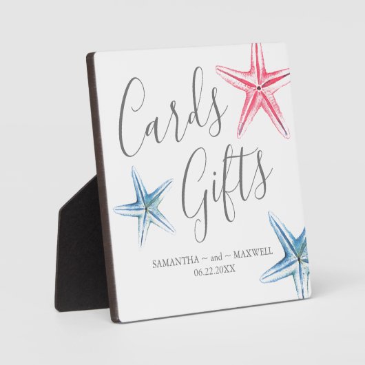 Modern Blue Starfish Beach Weddenards & Gifts Fotoplaat (Voorkant)