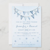 Modern Blue Starry Sky Baby shower Pennant Bunting Kaart (Voorkant)