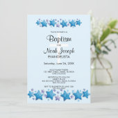 Modern Blue Stars BAPTISM Event Uitnodiging (Staand voorkant)