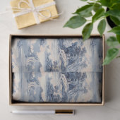 Modern Blue Stom Ocean Zee Toile de Jouy Pattern Tissuepapier (Geschenk)