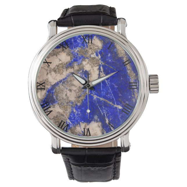 Modern Blue Stone Horloge (Voorkant)