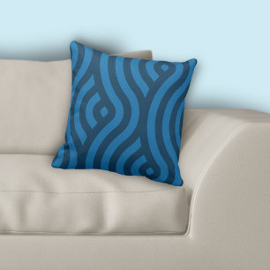 Modern Blue Striped Wave Pattern Sierkussen