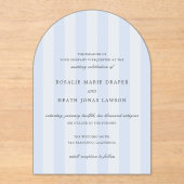 Modern Blue Stripes Elegant Wedding Acryl Uitnodigingen (Voorkant)